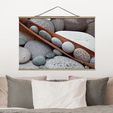 Fabric print with poster hangers - Still Life With Grey Stones