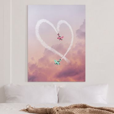 Print on canvas - Heart With Airplanes