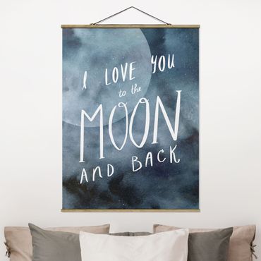 Fabric print with poster hangers - Heavenly Love - Moon