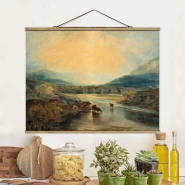 Fabric print with poster hangers - William Turner - Abergavenny Bridge, Monmouthshire: Clearing Up After A Showery Day
