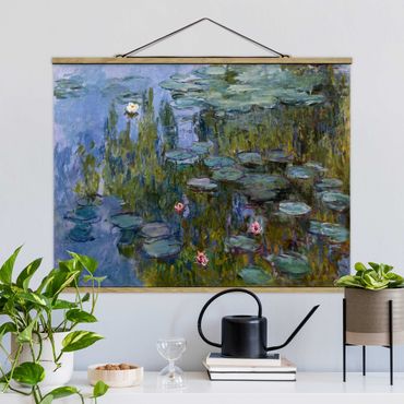 Fabric print with poster hangers - Claude Monet - Water Lilies (Nympheas)