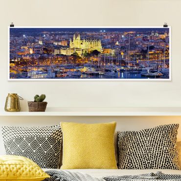 Panoramic poster architecture & skyline - Palma De Mallorca City Skyline And Harbor