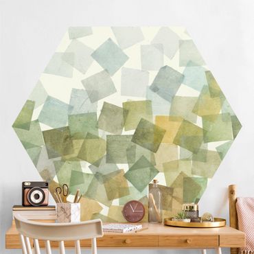 Self-adhesive hexagonal pattern wallpaper - Falling Dice