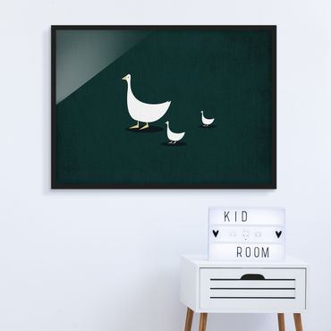 Framed poster - Goose Family On A Trip