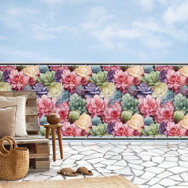Balcony privacy screen - Colourful Flower Pattern