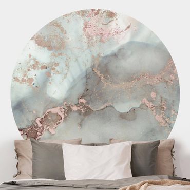 Self-adhesive round wallpaper - Colour Experiments Marble Pastel And Gold