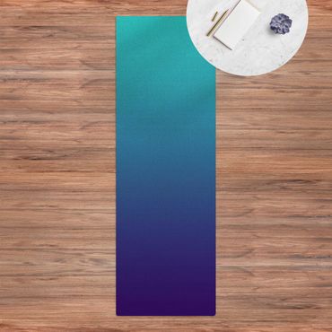 Cork mat - Colour Gradient Ocean Blue - Portrait format 1:3