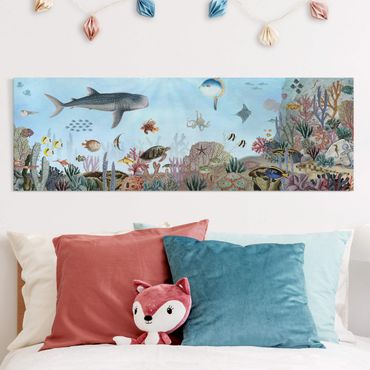 Print on canvas - Fascinating creatures on the coral reef - Panorama 3:1