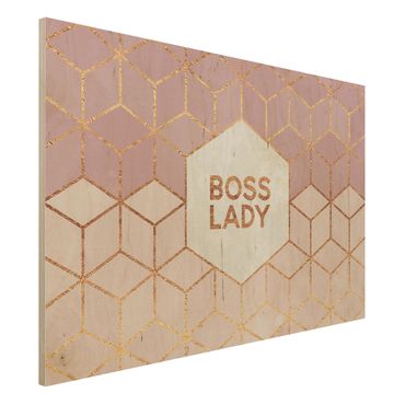 Print on wood - Boss Lady Hexagons Pink