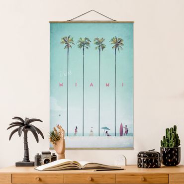 Fabric print with poster hangers - Travel Poster - Miami