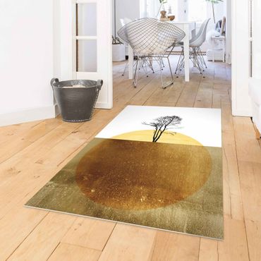 Vinyl Floor Mat - Golden Sun With Tree - Portrait Format 2:3