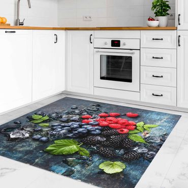 Vinyl Floor Mat - Berry Mix With Ice Cubes Wood - Square Format 1:1