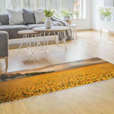 Vinyl Floor Mat - Field With Sunflowers - Panorama Landscape Format
