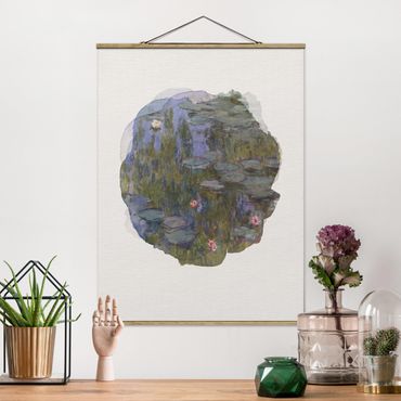 Fabric print with poster hangers - WaterColours - Claude Monet - Water Lilies (Nympheas)
