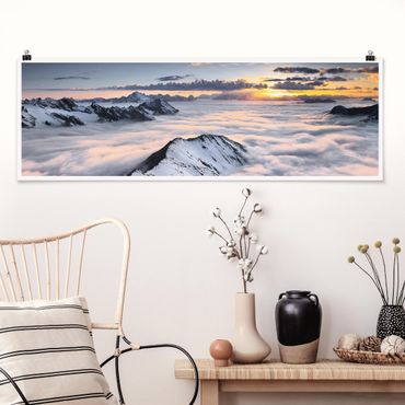 Panoramic poster nature & landscape - View Of Clouds And Mountains