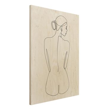 Print on wood - Line Art Nudes Back Black And White