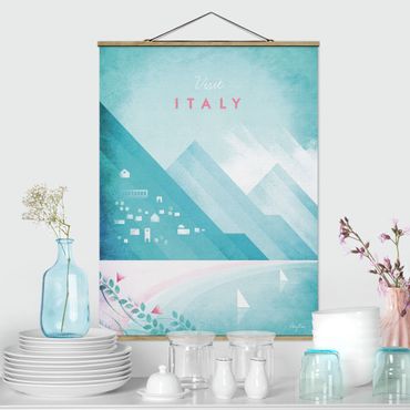 Fabric print with poster hangers - Travel Poster - Italy