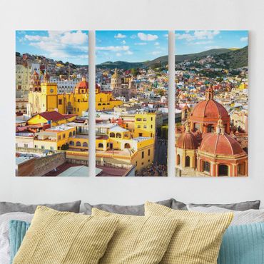 Print on canvas 3 parts - Colourful Houses Guanajuato