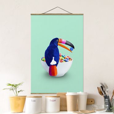 Fabric print with poster hangers - Breakfast With Toucan