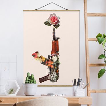 Fabric print with poster hangers - Weapon With Rose