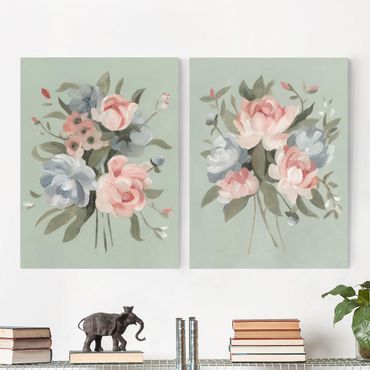 Print on canvas - Bouquet In Pastel Set I