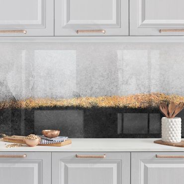 Kitchen wall cladding - Abstract Golden Horizon Black And White