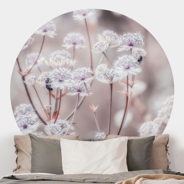 Self-adhesive round wallpaper - Wild Flowers Light As A Feather