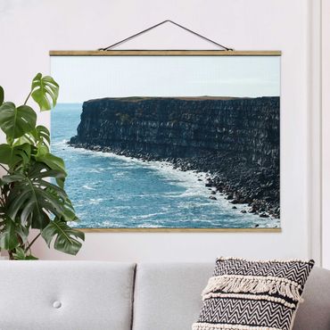 Fabric print with poster hangers - Rocky Islandic Cliffs - Landscape format 4:3