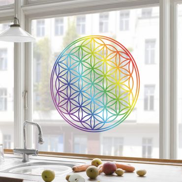Window sticker - Flower of Life rainbow color