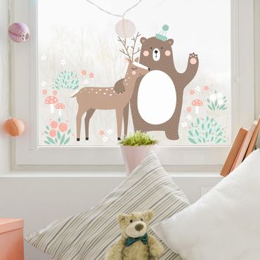 Window sticker - Forest Friends With Bear And Deer