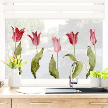 Window sticker - Red Tulips Watercolour