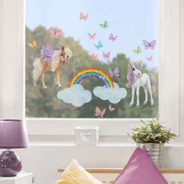 Window sticker - Set Unicorn And Butterflies