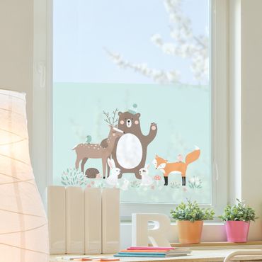 Window decoration - Forest Friends with forest animals blue