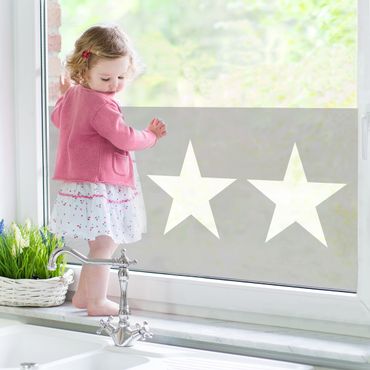Window decoration - Large white stars on grey