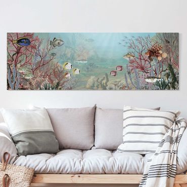 Print on canvas - View from afar in the coral reef - Panorama 3:1