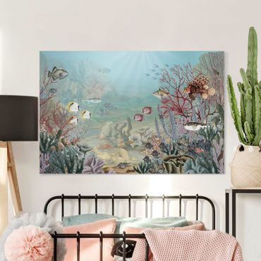 Print on canvas - View from afar in the coral reef - Landscape format 3:2