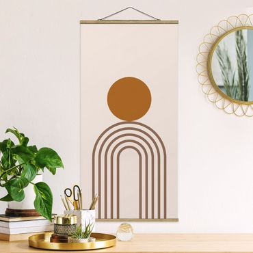 Fabric print with poster hangers - Line Art Circle And Lines Copper