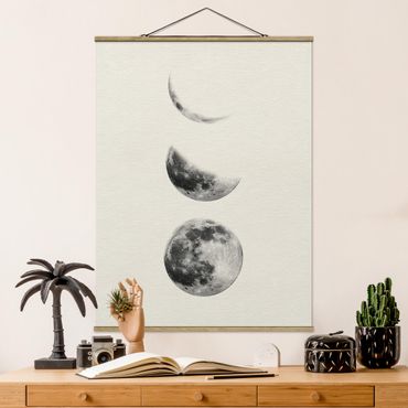 Fabric print with poster hangers - Three Moons