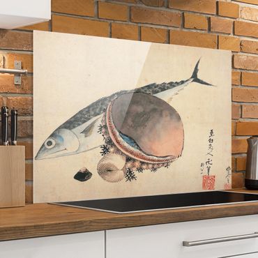 Splashback - Katsushika Hokusai - Mackerel and Sea Shells