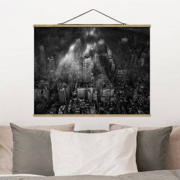 Fabric print with poster hangers - Sunlight Over New York City