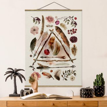 Fabric print with poster hangers - Found Objects - Watercolour