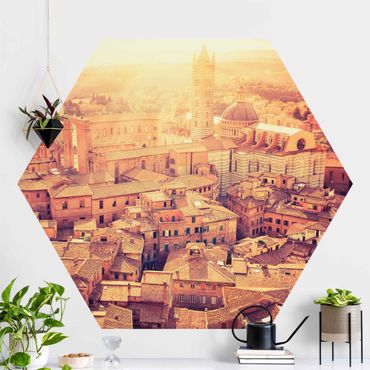 Self-adhesive hexagonal pattern wallpaper - Fiery Siena