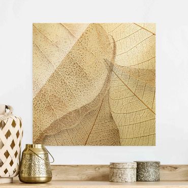 Glass print - Delicate Leaf Structure In Gold