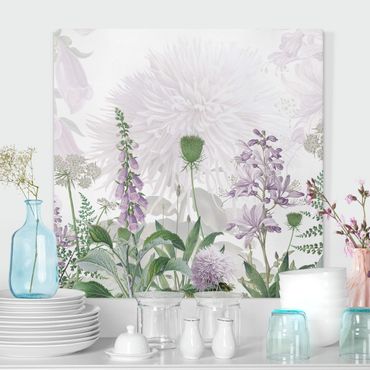 Print on canvas - Foxglove in delicate flower meadow - Square 1:1