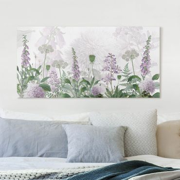 Print on canvas - Foxglove in delicate flower meadow - Landscape format 2:1