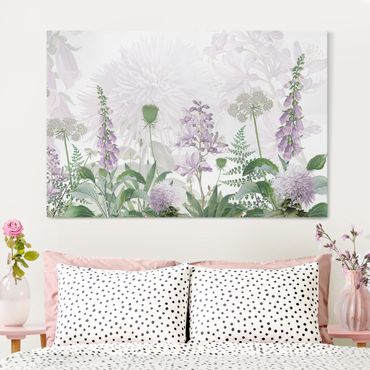 Print on canvas - Foxglove in delicate flower meadow - Landscape format 3:2