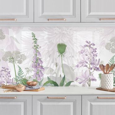 Kitchen wall cladding - Foxglove in delicate flower meadow