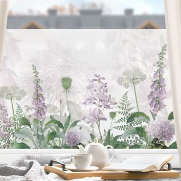 Window decoration - Foxglove in delicate flower meadow