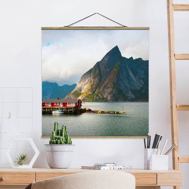 Fabric print with poster hangers - Fisherman's House In Sweden - Square 1:1