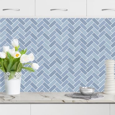 Kitchen wall cladding - Fish Bone Tiles - Light Blue